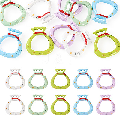 10Pcs 5 Colors Alloy Spring Gate Rings FIND-TA0008-59A-1