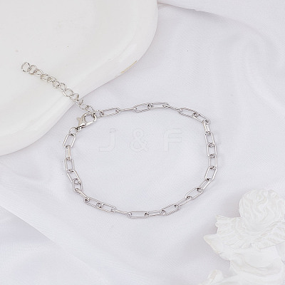 1Pc Stainless Steel Paperclip Chain Bracelets for Women BJEW-LP0002-24P-1