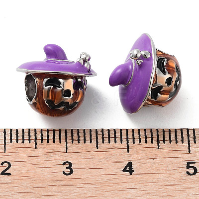 Halloween Rack Plating Brass Enamel European Beads KK-M280-01P-1