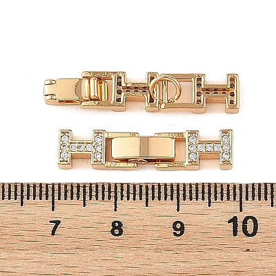 SHEGRACE Brass Micro Pave Clear Cubic Zirconia Fold Over Claps XGRQ5K256-843G-1