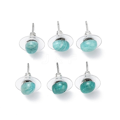 Natural Amazonite Stud Earrings for Women EJEW-E285-01P-02-1
