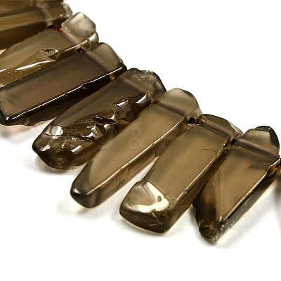 Irregular Strip Natural Smoky Quartz Graduated Beads Strands G-P064-03-1