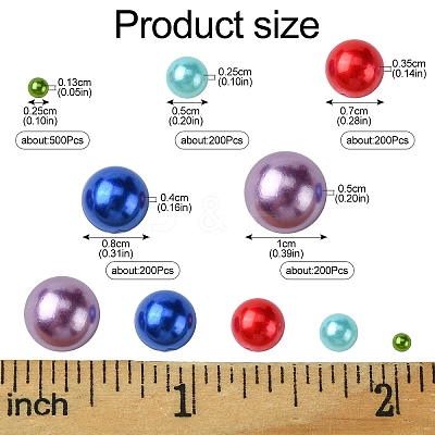 1298Pcs 5 Styles ABS Plastic Imitation Pearl Cabochons SACR-YW0001-66-1