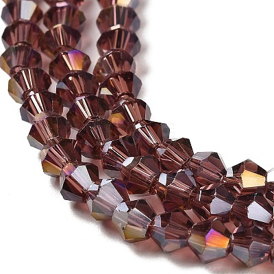 Transparent Electroplate Glass Beads Strands GLAA-F029-4mm-A05-1