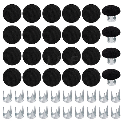 24 Bags Flat Round Cloth Cap Nail Buttons BUTT-BC0001-21A-1