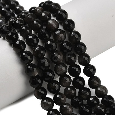 Natural Silver Obsidian Beads Strands G-C280-B08-8mm-1