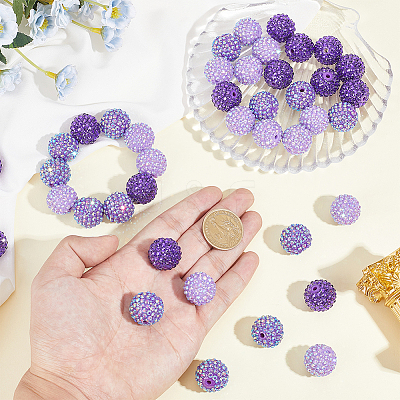 45Pcs 3 Colors Resin Rhinestone Bubblegum Ball Beads RESI-ME0001-38-1