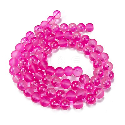 Frosted Transparent Glass Bead Strands GLAA-P065-10mm-11-1
