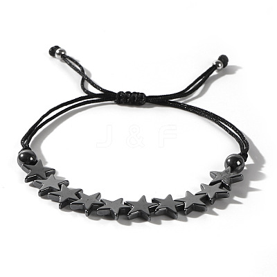 Natural Black Stome Beads Braided Bracelets XX5471-1