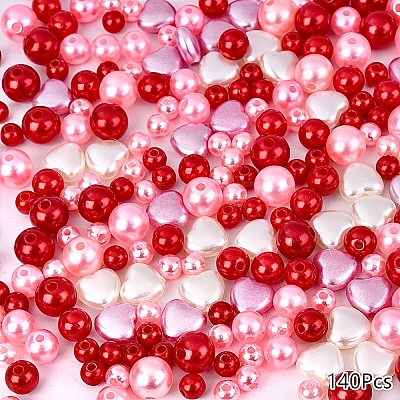 Spray Painted ABS Plastic Imitation Pearl Beads OACR-YW0002-20B-1