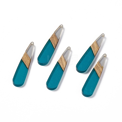 Transparent Resin & Walnut Wood Big Pendants RESI-M027-05F-1