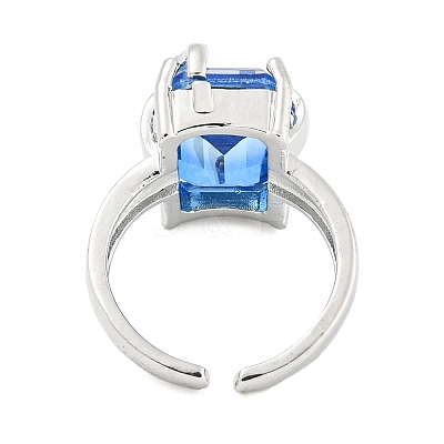 304 Stainless Steel Cubic Zirconia Open Cuff Ring LS-RJEW-S406-05P-04-1