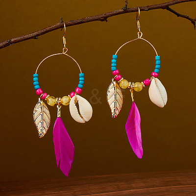 Ring with Leaf Zinc Alloy Acrylic Dangle Earrings FS-WGF3871-02-1