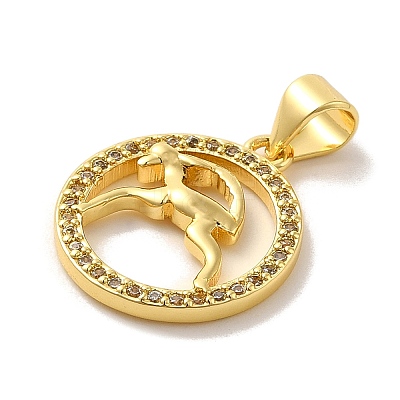 Zodiac Theme Brass Micro Pave Cubic Zirconia Pendants KK-M273-05L-G-1