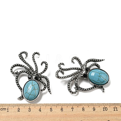 Synthetic Turquoise Octopus Brooch G-Z050-01B-1