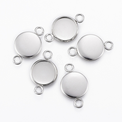 Non-Tarnish 304 Stainless Steel Cabochon Connector Settings X-STAS-E146-19P-10mm-1