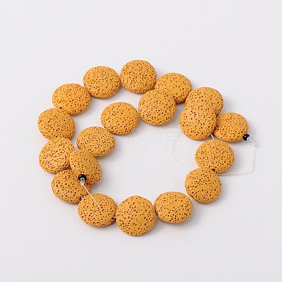 Lentil Dyed Synthetic Lava Rock Beads Strands G-N0103-13-1
