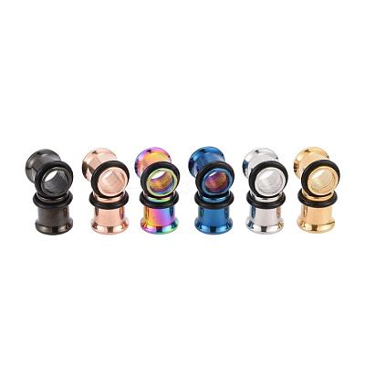 12Pcs 6 Colors 316 Surgical Stainless Steel Screw Ear Gauges Flesh Tunnels Plugs STAS-YW0001-15-1