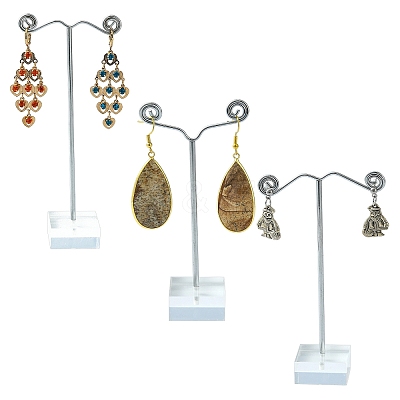 3Pcs T Bar Earring Organic Glass Displays Sets EDIS-G012-01-1