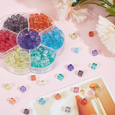 245Pcs 7 Colors Transparent Crackle Glass Beads EGLA-PA0001-42-1
