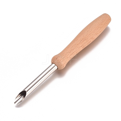 Stainless Steel and Wood Circular Clay Hole Cutters TOOL-WH0119-55-1