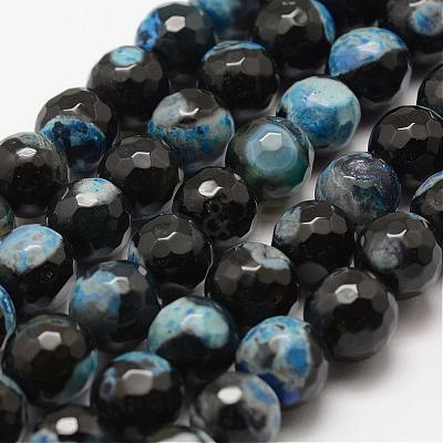 Faceted Natural Fire Crackle Agate Beads Strands G-F447-10mm-A14-1