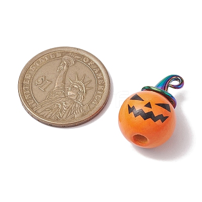 Halloween theme Wood with Alloy Pendant PALLOY-JF02657-01-1