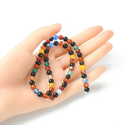 Natural Agate Beads Strands G-YW0001-33B-1