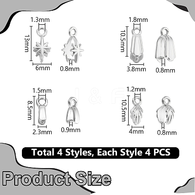 16Pcs 4 Styles 304 Stainless Steel SIce Pick Pinch Bails STAS-UN0059-73P-1