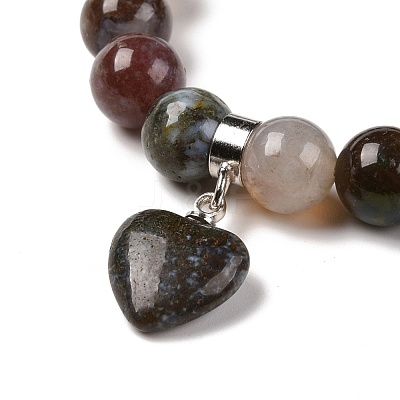 Natural Indian Agate Beads Charm Bracelets BJEW-K164-B10-1