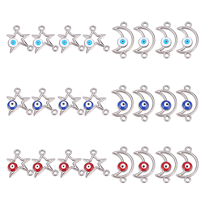24Pcs 6 Styles 304 Stainless Steel Enamel Connector Charms STAS-DC0010-36-1
