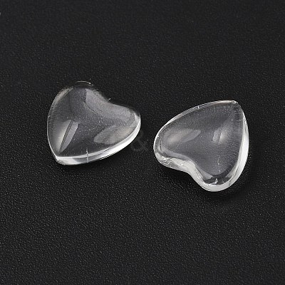 Transparent Glass Heart Cabochons GGLA-R021-10mm-1