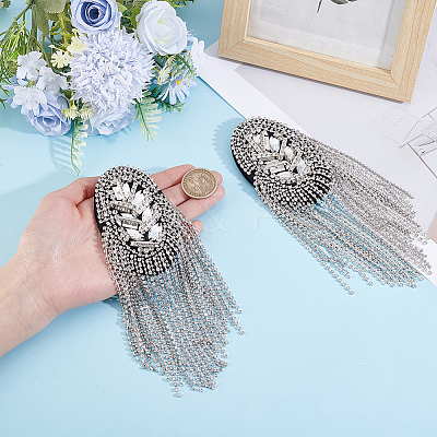 2Pcs Iron Tassel Chain Shoulder Epaulettes DIY-HY0003-62P-1