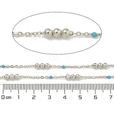 Brass Enamel Round Beaded Link Chain CHC-G022-07P-18-1