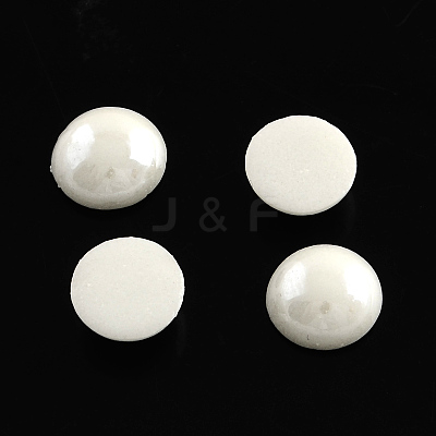 Pearlized Plated Opaque Glass Cabochons X-PORC-S801-8mm-M-1