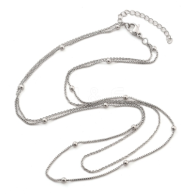 Brass Double Layer Necklaces NJEW-D302-52P-1