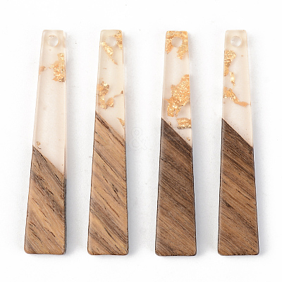 Transparent Resin & Walnut Wood Pendants X-RESI-S389-043A-B05-1