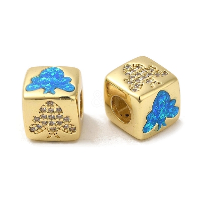 Rack Plating Brass Micro Pave Cubic Zirconia Beads KK-P268-01G-06-1