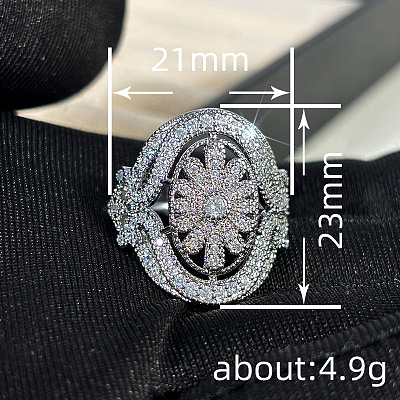 Brass Micro Pave Cubic Zirconia Finger Rings for Women FS-WGE2DD0-03-1