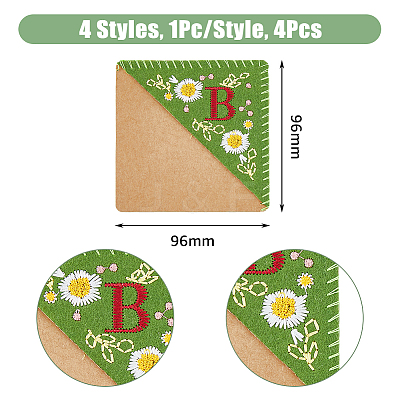 4Pcs 4 Style Felt Embroidery Bookmarks FIND-HY0003-46B-1