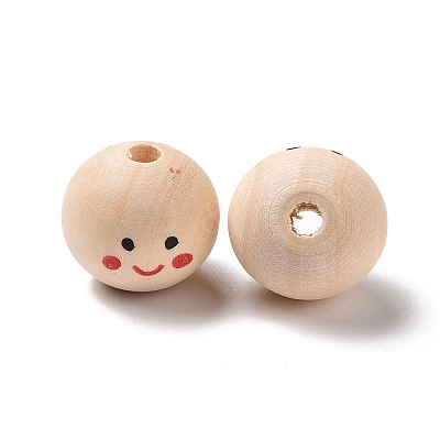 Printed Wood European Beads WOOD-C001-03B-04-1
