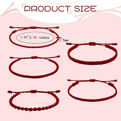 5Pcs 5 Style Nylon Thread Woven Braided Bracelets Set BJEW-SW00054-1