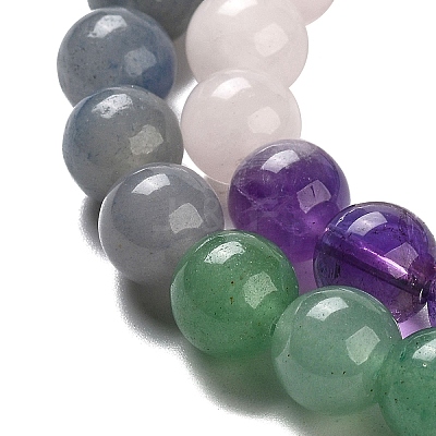 Natural Flower Amazonite & Amethyst & Flower Amazonite & Green Aventurine & Blue Aventurine Beads Strands G-B095-A01-04-1
