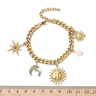304 Stainless Steel Acrylic Charm Bracelets BJEW-G761-01G-1