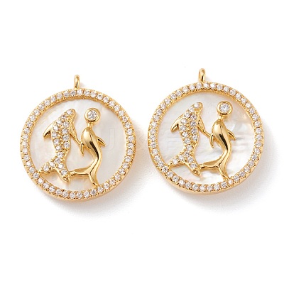 Real 18K Gold Plated Brass Micro Pave Clear Cubic Zirconia Pendants ZIRC-J039-14G-B-1