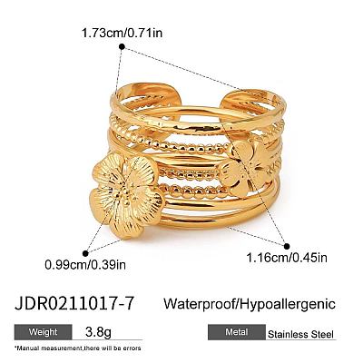 3Pcs 316 Surgical Stainless Steel with Clear Cubic Zirconia Finger Rings for Women FS-WG7760B-07-1