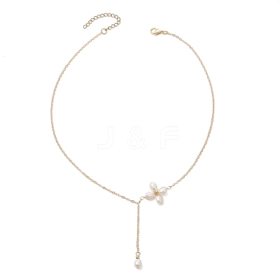 Flower Natural Cultured Freshwater Pearl Pendant Necklaces NJEW-TA00223-1