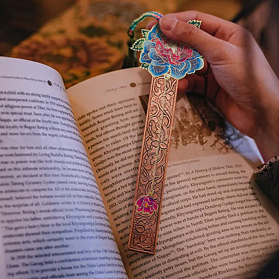 3Pcs 3 Styles Peony Flower Enamel Bookmarks AJEW-FH0004-51-1