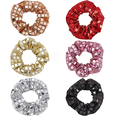 6Pcs 6 Colors Polyester Elastic Hair Accessories AJEW-CN0003-81-1