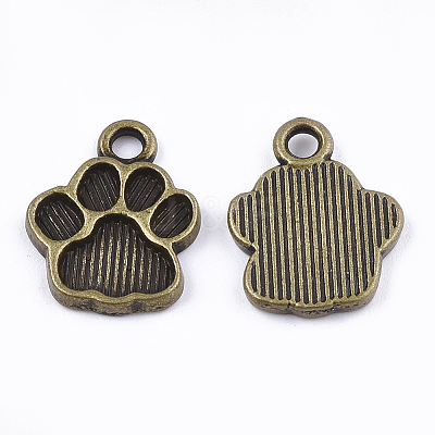 Dog Paw Prints Tibetan Style Alloy Charms Enamel Settings X-TIBEP-R338-30AB-NR-1